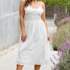 White Birch Beach Lace Detail Sleeveless Midi Dress, Sz 1X